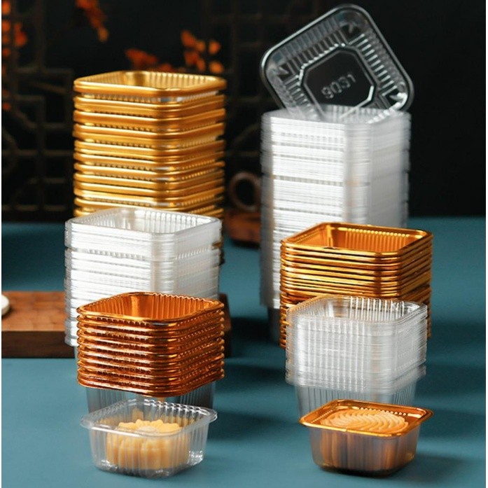 100pcs Square Moon Cake Trays Mooncake Packaging Box Pastry Decorative Accessories Gold Plastic Cake Box 月饼底托 (1273L) - Image 5