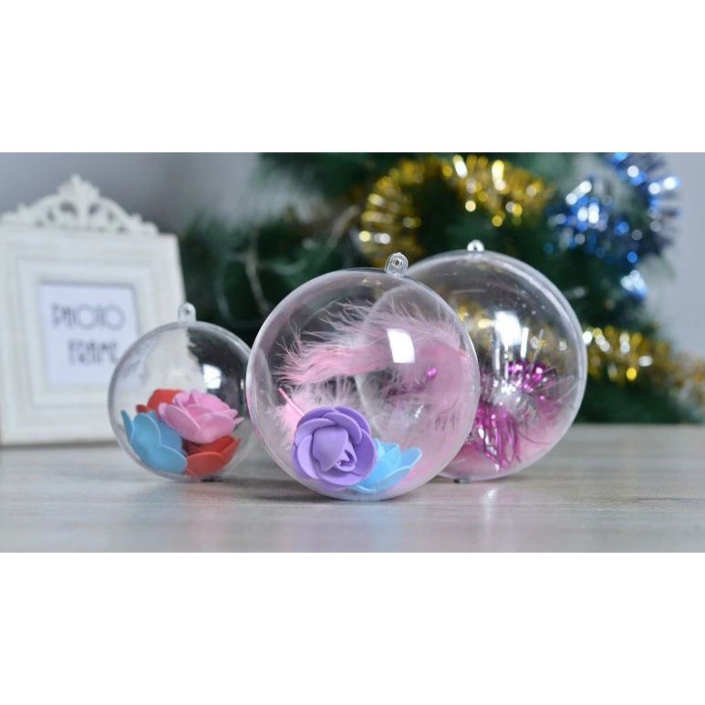 3/4/5/8/10/11/12/14/16/20cm Christmas Tress Ball Transparent Plastic Baubles Christmas Baubles Sphere Fillable (323L) - Image 6