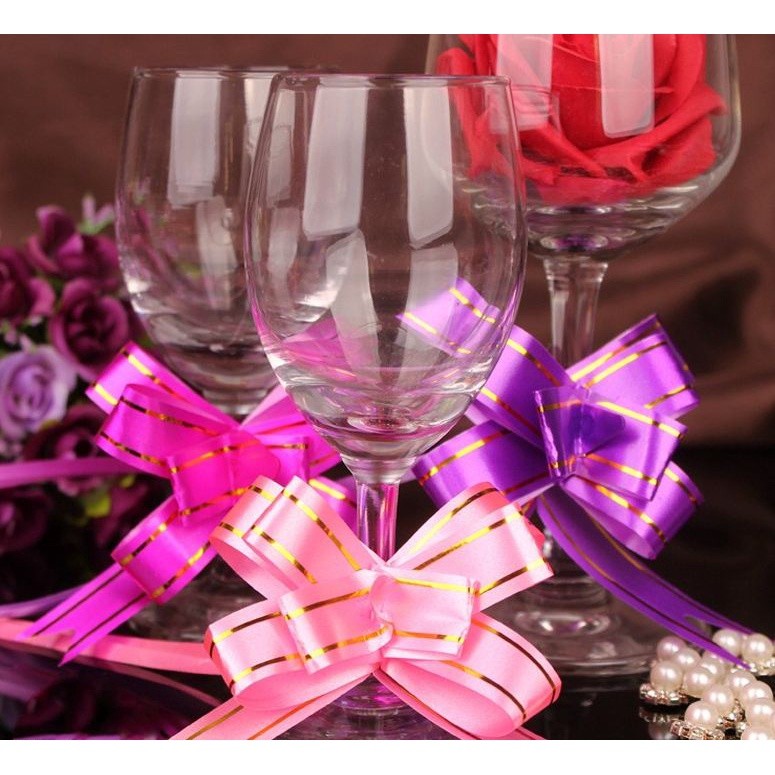 10pcs 12# Christmas Handmade DIY Pre Tied Satin Mini Ribbon (Rose) Gift Package Bow Wedding Crafts Accessories(227L) - Image 2