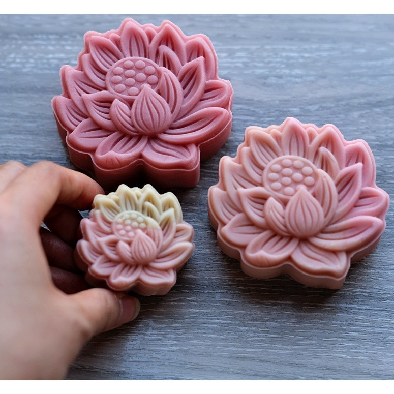 1set Plastic Mooncake Mold 50g/75/125/150g 3D Lotus Stamp Cookie Cutter Mould DIY Baking Accessories【莲花】月饼模具(2212L) - Image 5