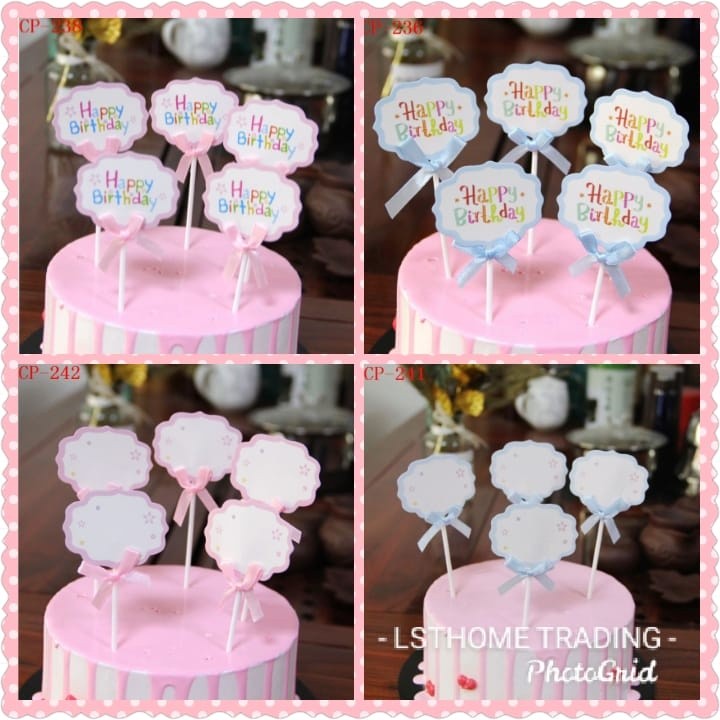 5PCs Happy Birthday Paper Cake Topper Party Cupcake DIY Cake Top Flags Birthday Party Decoration For Home Cake(1594L)