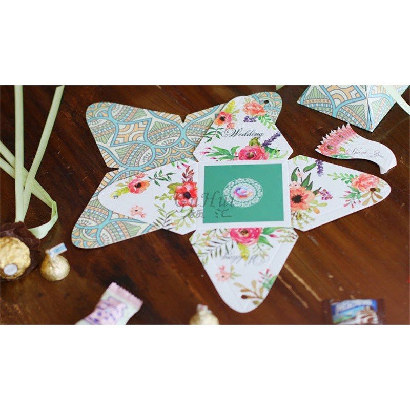 10pcs/lot Pyramid Flower Candy Box Wedding Gift Box (169L) - Image 3