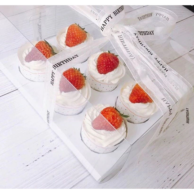 Cupcake Packaging Box Transparent 2 or 4 Grains Heightened Muffin Cup Portable Packaging Box Children's Day(1433L) - Image 3