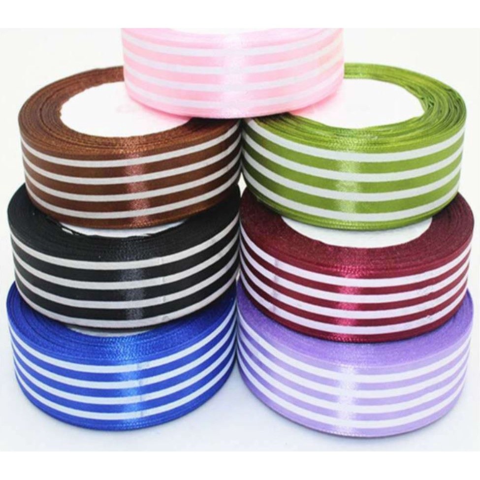 5.5M 2.5cm Stripe Grosgrain Ribbon Gift Wrap Ribbon Decoration Ribbons Diy Crafts Materials Packaging Accessories