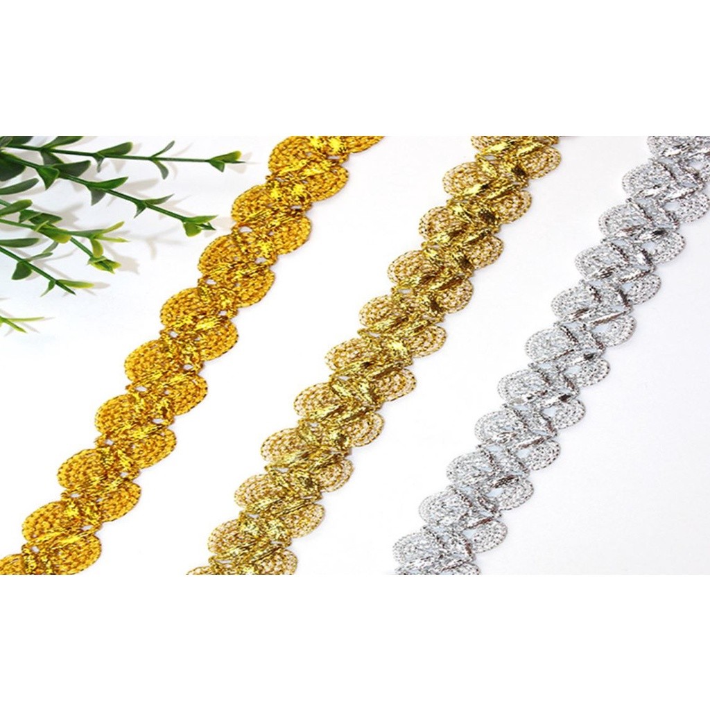 1yard 2cm Round Fabric Lace Trim Ribbons for Wedding Party Decoration Cloth Crafts Sewing Accessories 波浪窗帘花边(2145L)