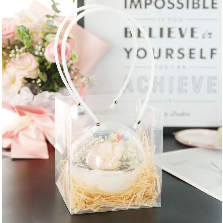 Transparent Cake Box With Handle Clear Boxes For Packaging Square Long Handle Bag Plant Flower Bag Cake Dessert(1099L) - Image 2