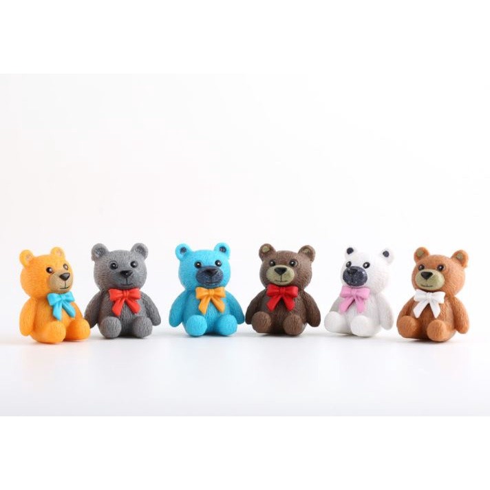 Kawaii Mini Cute Knitting teddy bear cabochon Garden Figurines Miniature Cake Resin Crafts Doll house toy (1057L)