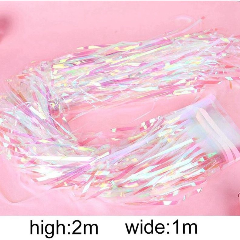 2m Christmas Ornament Accessories Balloon Tassels Garland Ribbon Pink Streamers Foil Rain Curtain Background(160L) - Image 4