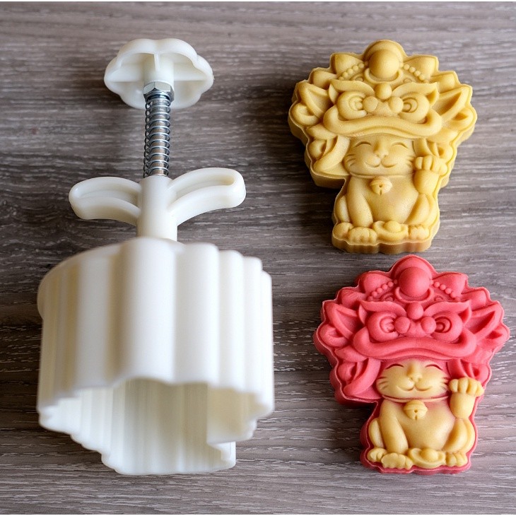Cat-Stamp Hand Press Moon Cake Mould Plastic Mooncake Mold Cookie Cutter舞狮猫月饼模具手压式国潮凤(2223L) - Image 4