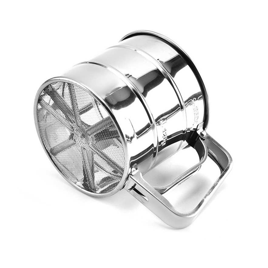 Stainless Steel Flour Sieve Cup Powder Sieve Mesh Kitchen Gadget For Cakes Hand-Screened Sugar Mesh Sieve手摇式面粉筛(2190L) - Image 6