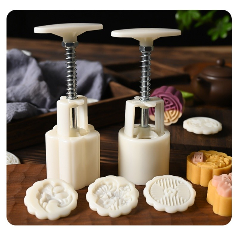 1Set 125g Mid-Autumn Mooncake Mold Making Model Handmade Pastry Hand Press Household Baking Supplies 中秋月饼模具(2234L)