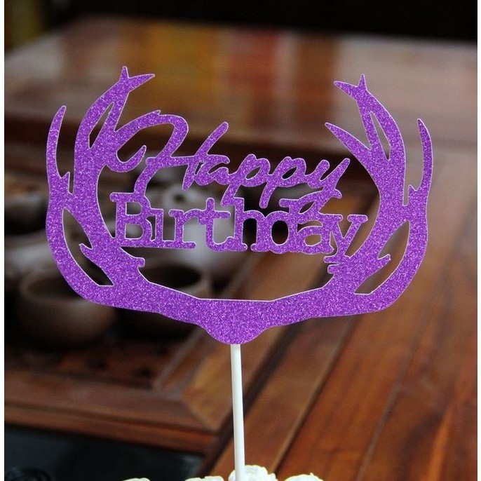 Golden Silvery Blue Paper Glitter Cake Topper Happy Birthday Cupcake Topper For Baby Shower Birthday Party 蛋糕插旗 (399L) - Image 11