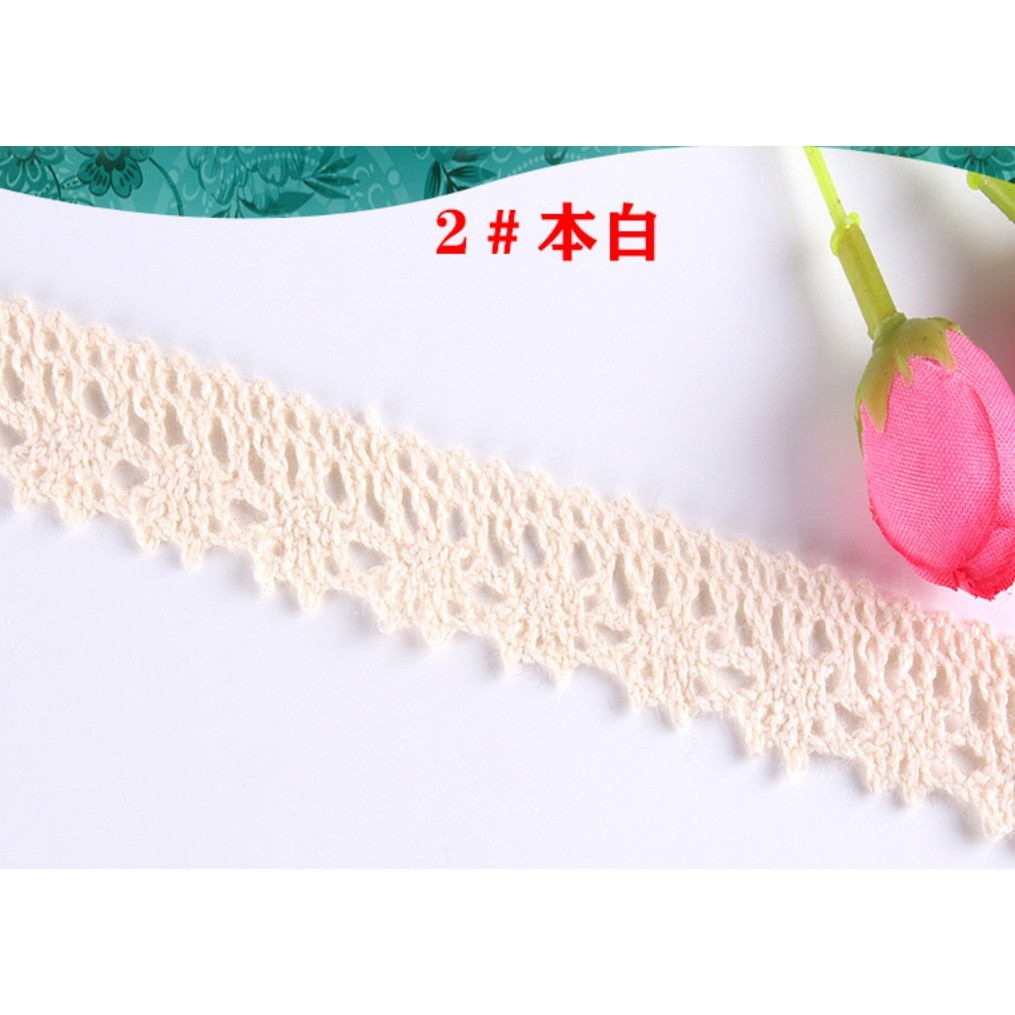 1yard Cotton Lace Trim Ribbon Beige Sewing Trim Lace Ribbon Crochet Lace Fabric DIY Wedding Party纯棉线花边(2173L) - Image 6