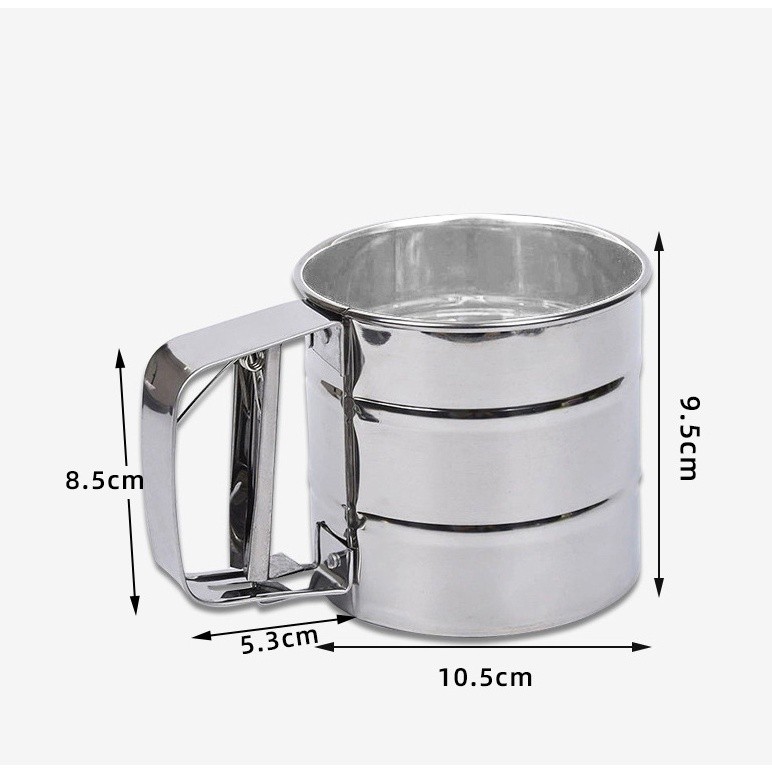 Stainless Steel Flour Sieve Cup Powder Sieve Mesh Kitchen Gadget For Cakes Hand-Screened Sugar Mesh Sieve手摇式面粉筛(2190L) - Image 4