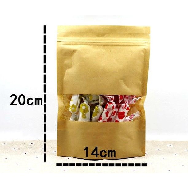100pcs/lot 14x20cm Brown Kraft Paper Gift Bags Candy Packaging Recyclable Zip Lock Bag Food Bread Shopping Party(157L) - Image 8