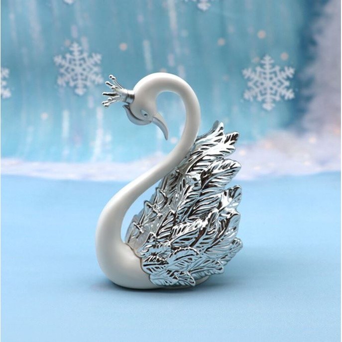 Swan And Crown Swan Cake Topper Plastic Sculpture Swan Decoration Cake Topper Figurine Decoration Desktop Car (937L) - Image 8
