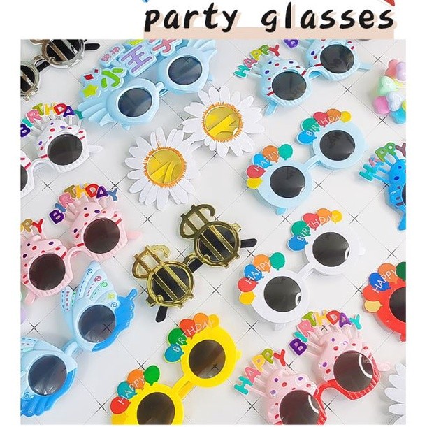 L)Funny Happy Birthday Glasses Cute Plastic Sunglasses Sun Flower Eyeglasses Adult Kids Birthday(1470L)