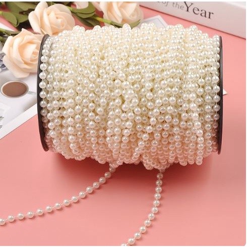 3/4/6/8/10/12/14mm Imitation Pearl Beads Line Chain Trim pearls for craft DIY Wedding Bride Bouquet Deco 圆型珍珠链条 (1171L) - Image 11