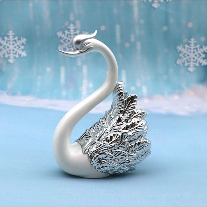Swan And Crown Swan Cake Topper Plastic Sculpture Swan Decoration Cake Topper Figurine Decoration Desktop Car (937L) - Image 10