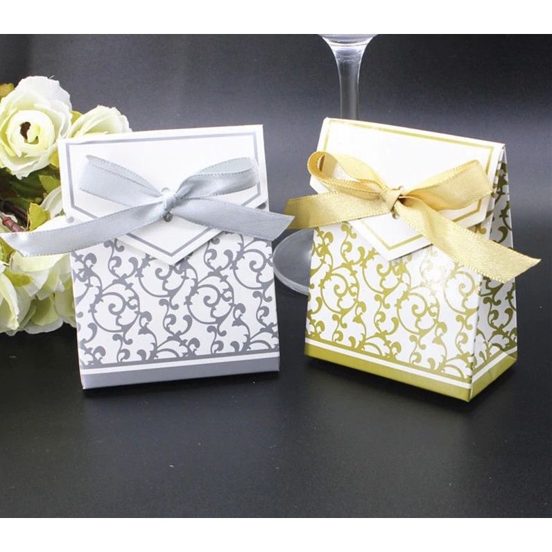 1pc Upscale Gold Sliver Flower Candy Boxes Bag Favor Sweet Cake Gift Party Wedding(135L) - Image 3