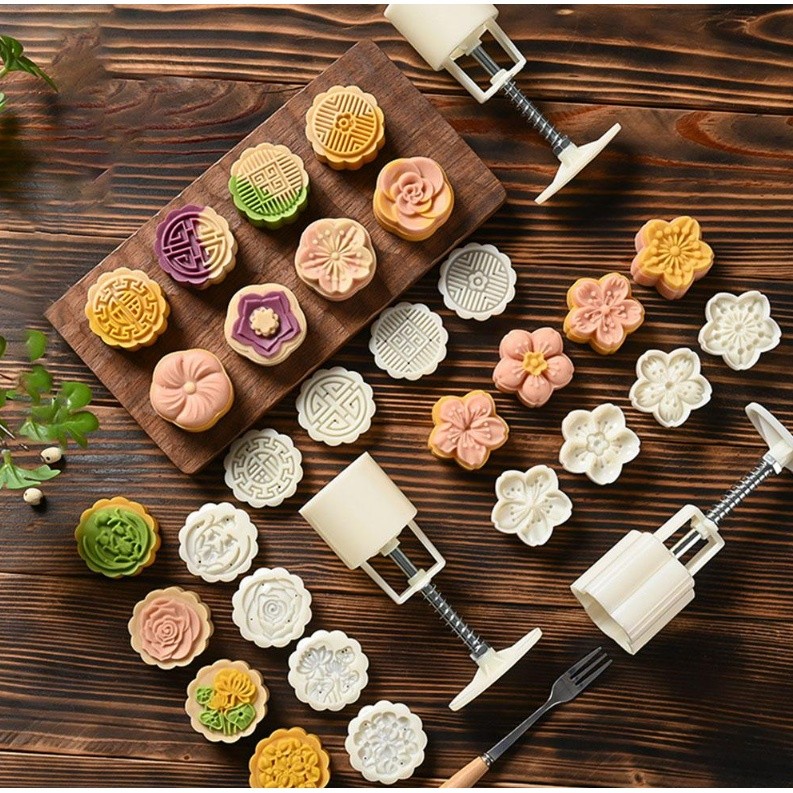 1set 50g Mooncake Mold Cherry DIY Hand Press Cookie Stamps Pastry Tool Blossom Flowers Multiple Patterns 中秋月饼模具(2235L) - Image 6