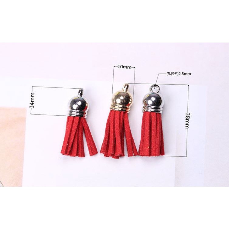1pc 38mm Korean Velvet Small Tassel Earrings Keychain Mobile Phone Luggage Pendant (2167L) - Image 4