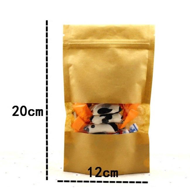 100pcs/lot 12x20cm Brown Kraft Paper Gift Bags Candy Packaging Recyclable Zip Lock Bag Food Bread Shopping Party(159L) - Image 8