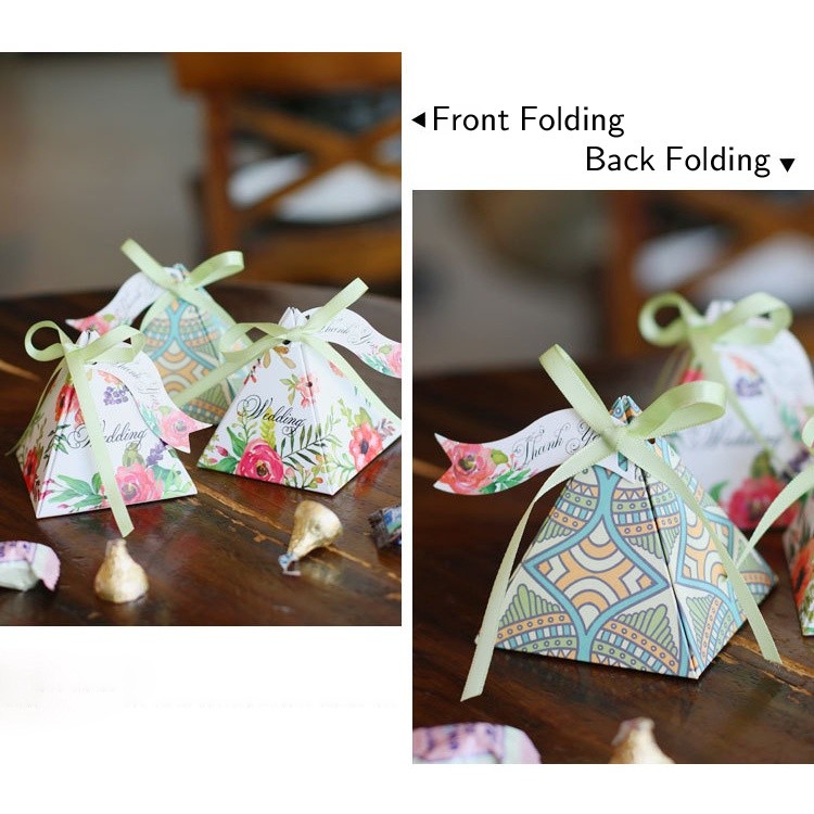 10pcs/lot Pyramid Flower Candy Box Wedding Gift Box (169L)