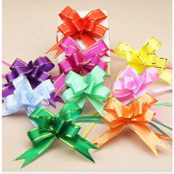 10pcs 12# Christmas Handmade DIY Pre Tied Satin Mini Ribbon (Rose) Gift Package Bow Wedding Crafts Accessories(227L)