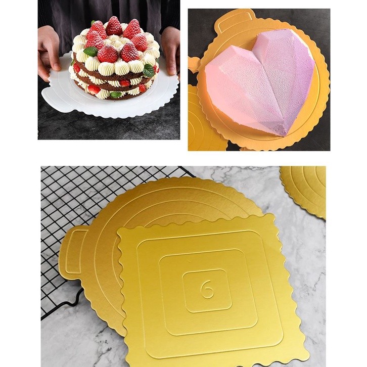 Mousse Cake Boards Paper Cupcake Dessert Displays Tray Gold Cake Board Paper Base Pastry Baking(1485L) - Image 8