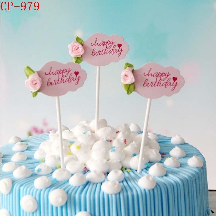 3pcs/ lot Cake Insert Card Birthday Wedding Party 蝴蝶结插卡 (196L) - Image 3