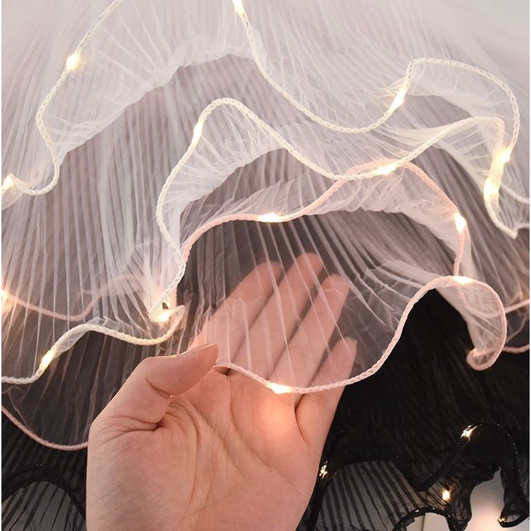 Wave Yarn Flower Wrapping Paper With Led Lights Valentines Wedding Bouquet Gift Packing Lace Mesh (2106L) - Image 3