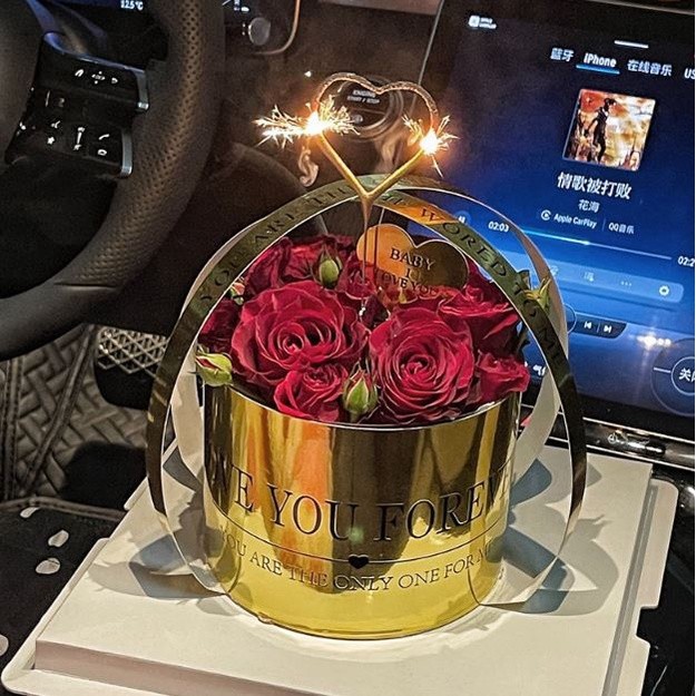 Bronzing Silver Universe Love You Cake Surrounding Cake Insert High-end bright gold bright silver Valentine's Day (2088) - Image 7