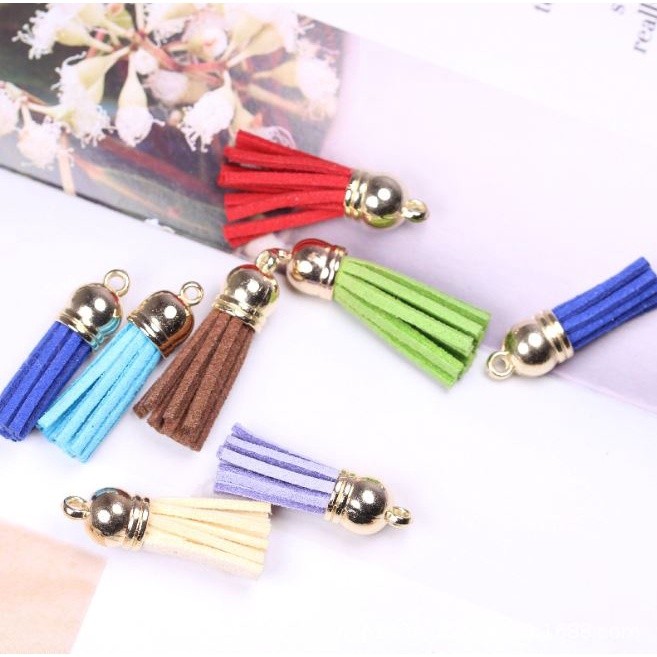 1pc 38mm Korean Velvet Small Tassel Earrings Keychain Mobile Phone Luggage Pendant (2167L) - Image 2