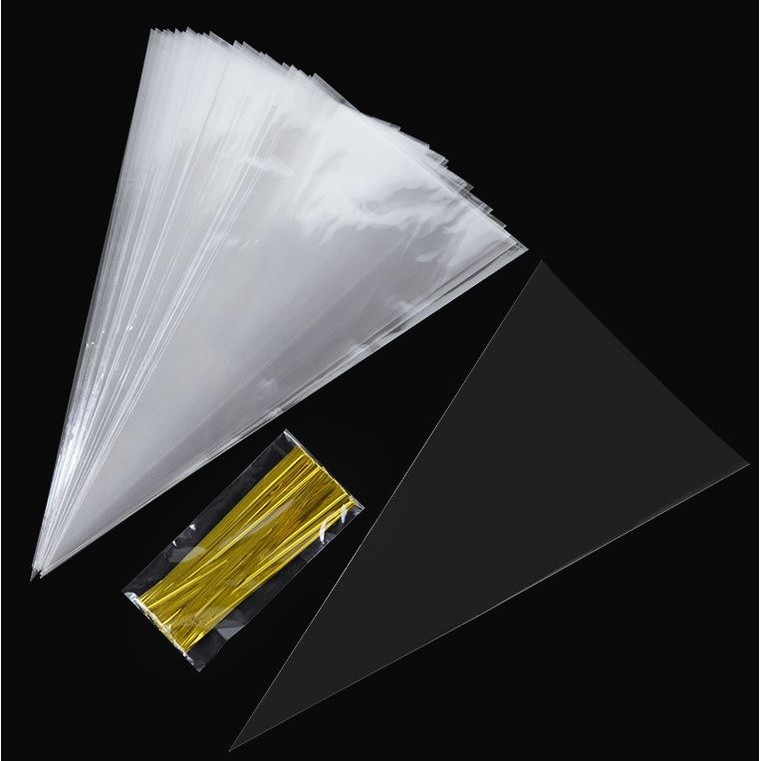 50/100pcs Clear Cellophane Candy Bag Transparent Cone Packaging Bags Wedding Birthday Party Favors Wrap Supplies(2172L) - Image 7