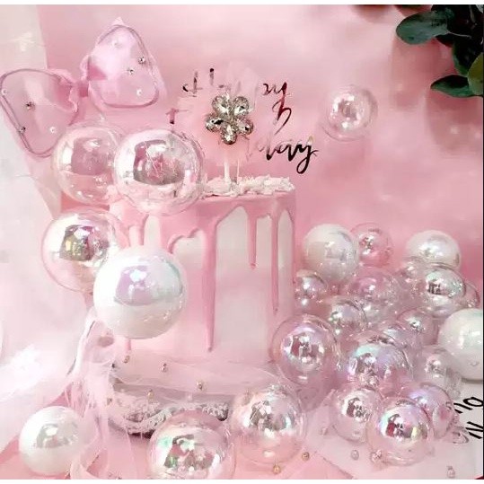 3pcs/set Bubble Ball Cake Decor Bowknot Transparent Ball Symphony Baking Dress Up Supply(1341L)
