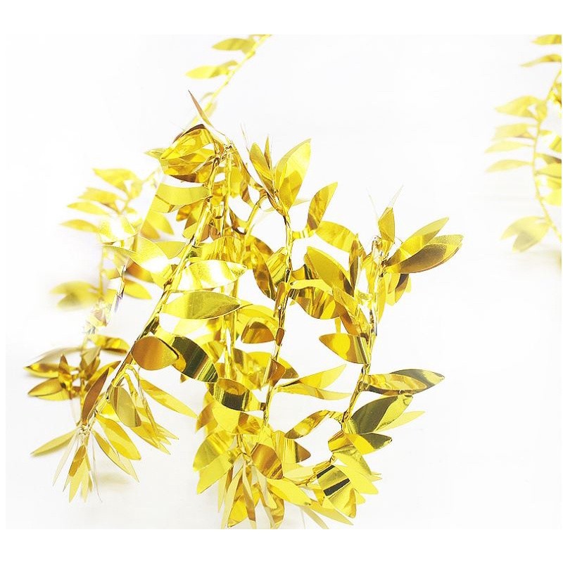 3.5M Christmas Decorations for Home Artificial Flower Plastic Garland Vine Gold Silver Leaf Reflective Party(854L) - Image 3