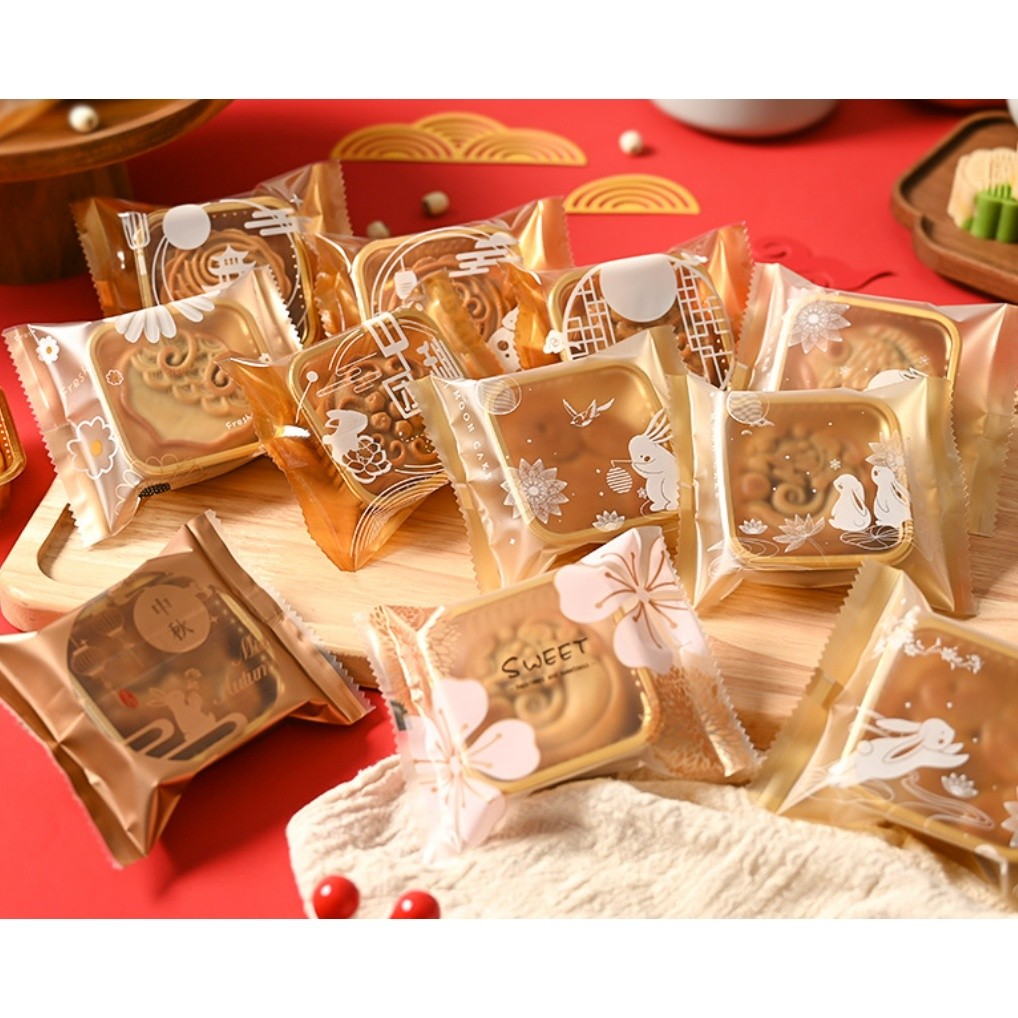 100Pcs Cake Packaging Wrapper For Moon Rabbit Baking Point Food Bag DIY Plastic Clear Gift Bag 中秋流心月饼包装袋(2229L) - Image 6