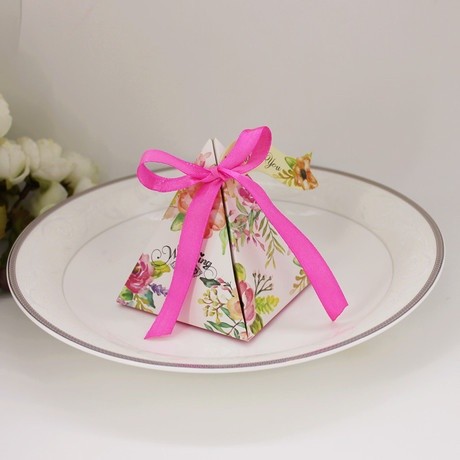 10pcs/lot Pyramid Flower Candy Box Wedding Gift Box (169L) - Image 2