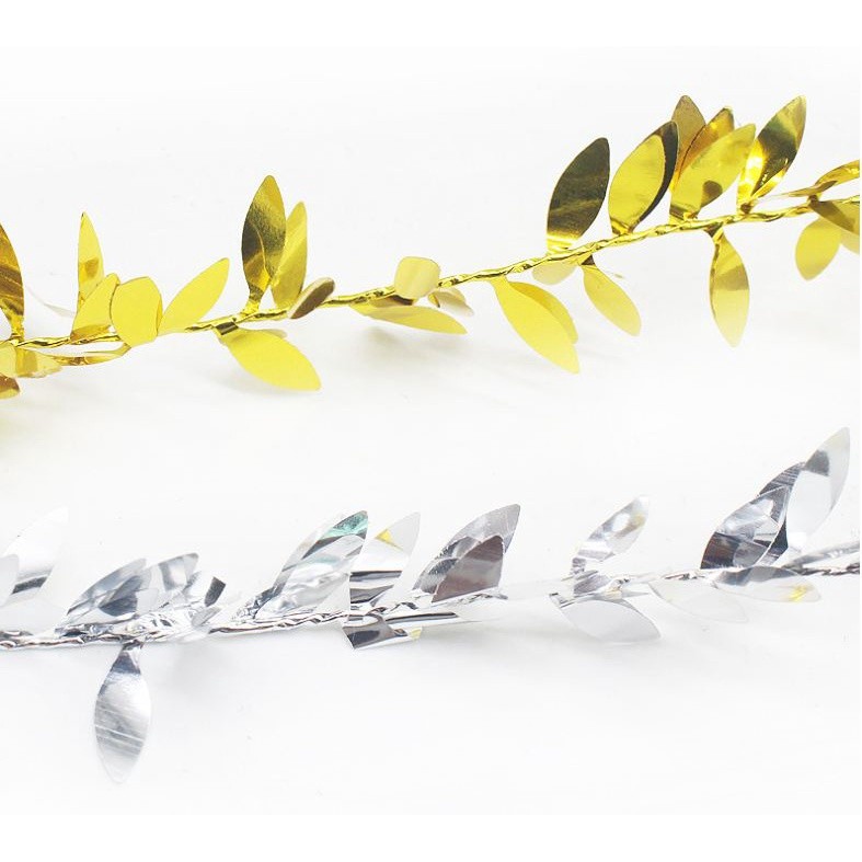 3.5M Christmas Decorations for Home Artificial Flower Plastic Garland Vine Gold Silver Leaf Reflective Party(854L) - Image 7
