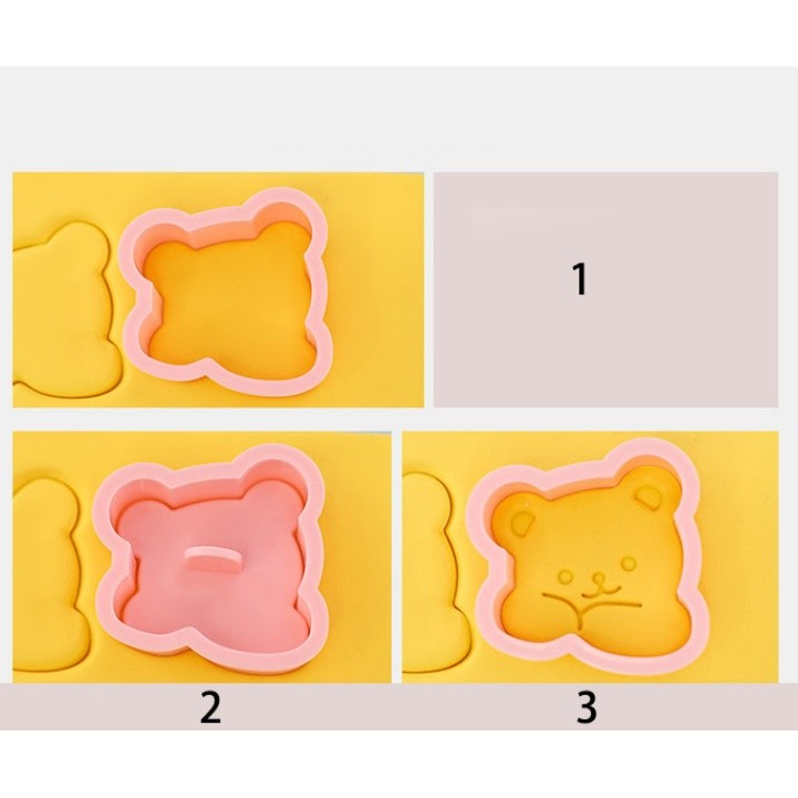 8Pcs/set Bear Shape Cookie Cutters Plastic 3D Cartoon Pressable Biscuit Mold Cookie Stamp Kitchen Baking 小熊饼干模具(2207L) - Image 4