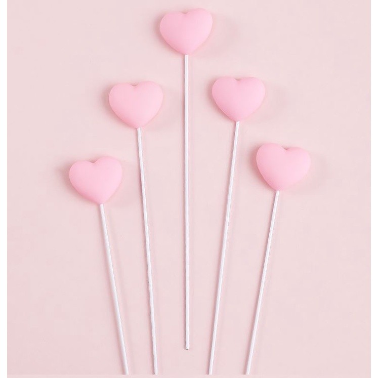 5pcs/pack Happy Birthday Love Flag Cake Topper Pink Heart Cake Top Flag Decoration for Birthday Party Wedding (2120L) - Image 3
