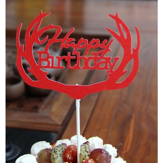 Golden Silvery Blue Paper Glitter Cake Topper Happy Birthday Cupcake Topper For Baby Shower Birthday Party 蛋糕插旗 (399L) - Image 10