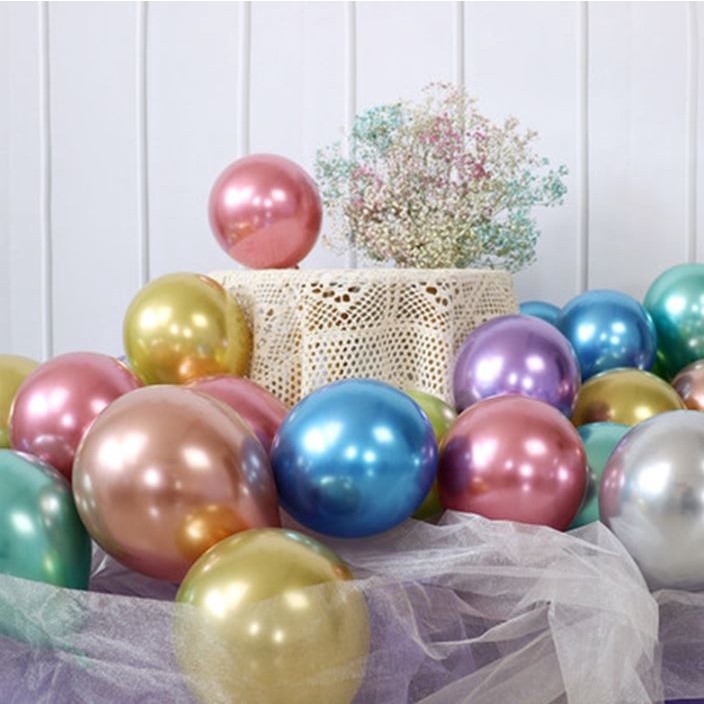 100Pcs 10Inch 1.8g Latex Balloon Pearlescent Metallic Balloon for Birthday Party Wedding Decoration (2103L)