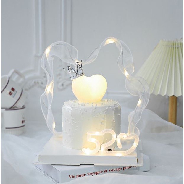 Romantic Love Heart shape Decor Night Light Prop Cake Plugin Baking Ornaments LED Night Light Ornament Cake Decor(2119L) - Image 3