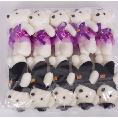 2PCS Hot Lover Plush Bear Toys Small Pendant Wholesale Couple Wedding Bouquet Bears Soft Stuffed Toy For Kids (1582L) - Image 10