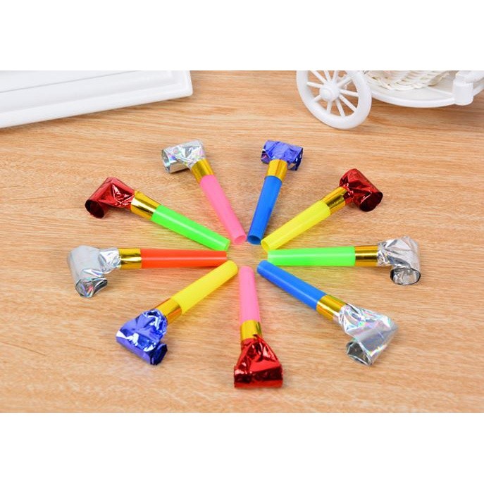 8pcs Children's birthday party plastic toy blowing dragon roll horn props blowing dragon whistle(345L)