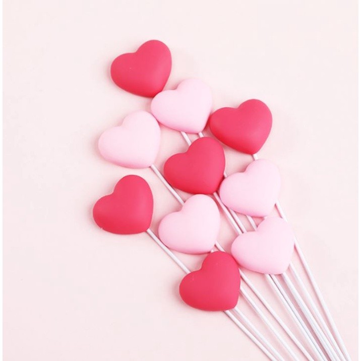 5pcs/pack Happy Birthday Love Flag Cake Topper Pink Heart Cake Top Flag Decoration for Birthday Party Wedding (2120L)