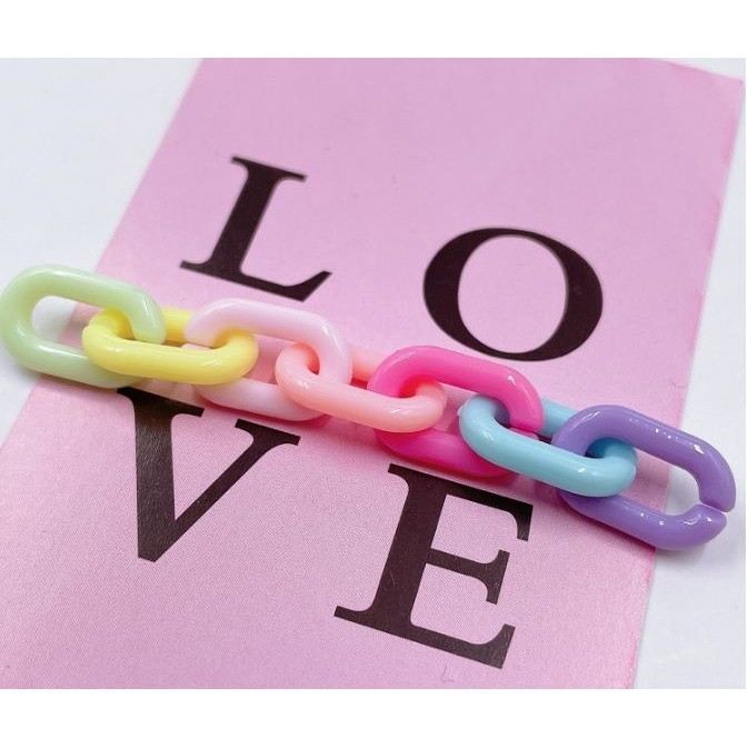 10Pcs Mix Color Opening Acrylic Chain Solid U-shaped Open Ring Link Chain for DIY Making Earrings Necklace(2138L)