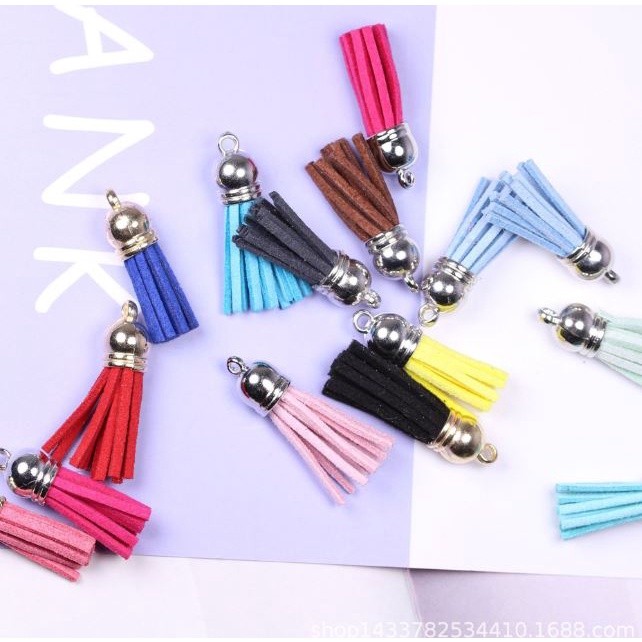 1pc 38mm Korean Velvet Small Tassel Earrings Keychain Mobile Phone Luggage Pendant (2167L) - Image 3